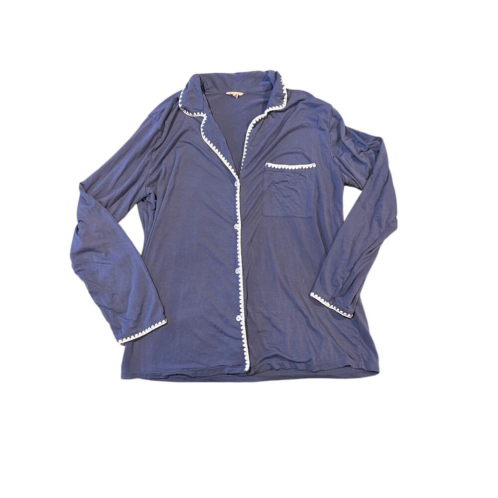 Women Eberjey Frida Tencel Modal Pajama Top Blue Small Whipstitch